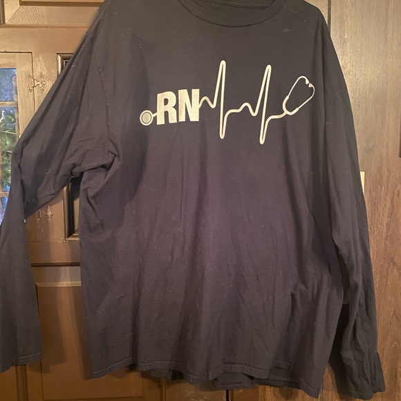 Tops - RN Heartbeat With Stethoscope Graphic Long Sleeve T Shirt